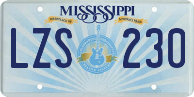 MS license plate LZS230