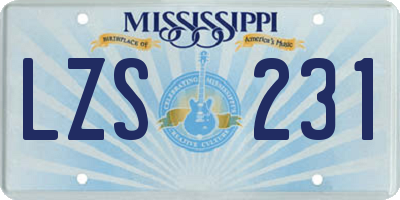 MS license plate LZS231