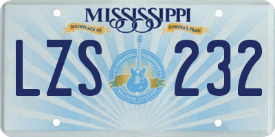 MS license plate LZS232
