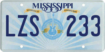 MS license plate LZS233