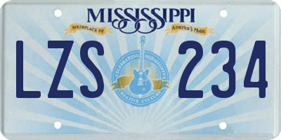 MS license plate LZS234