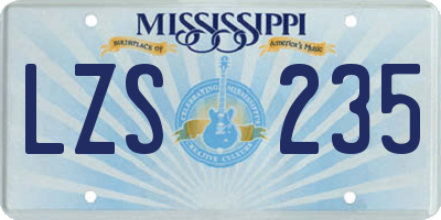 MS license plate LZS235
