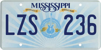 MS license plate LZS236