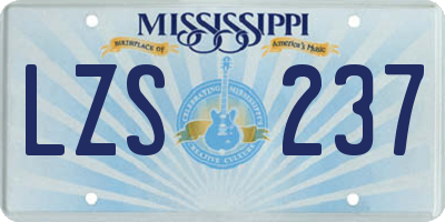 MS license plate LZS237