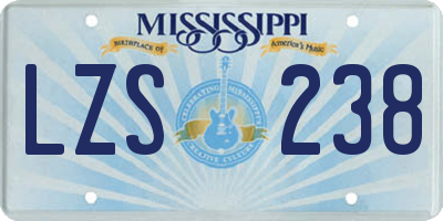 MS license plate LZS238