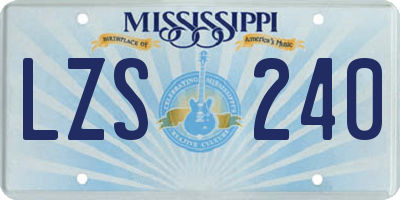 MS license plate LZS240