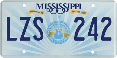 MS license plate LZS242