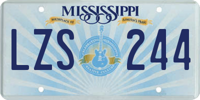 MS license plate LZS244