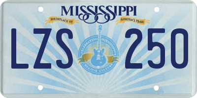 MS license plate LZS250