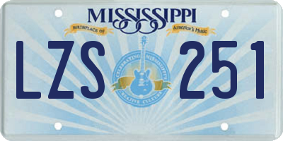 MS license plate LZS251