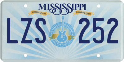 MS license plate LZS252