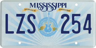 MS license plate LZS254