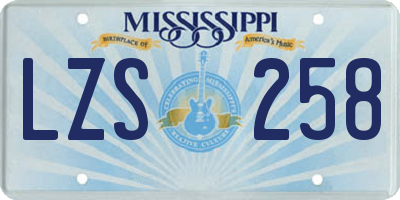 MS license plate LZS258