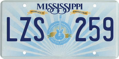 MS license plate LZS259