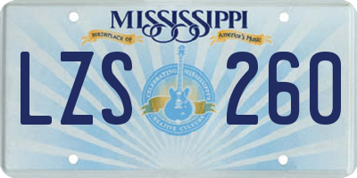 MS license plate LZS260