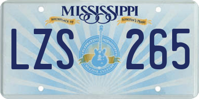 MS license plate LZS265