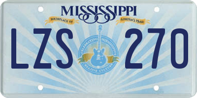 MS license plate LZS270
