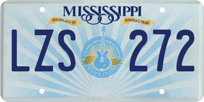 MS license plate LZS272