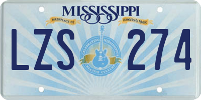 MS license plate LZS274