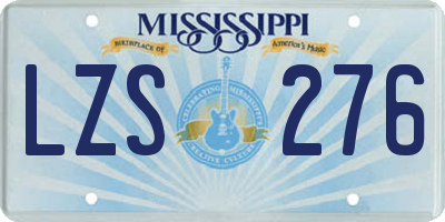 MS license plate LZS276
