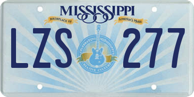 MS license plate LZS277