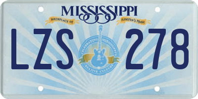 MS license plate LZS278
