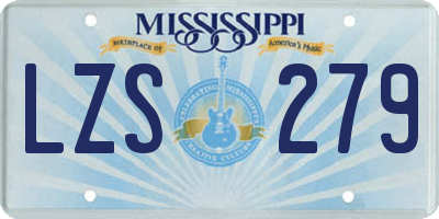 MS license plate LZS279