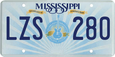 MS license plate LZS280