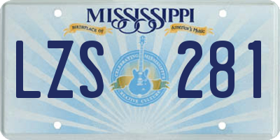 MS license plate LZS281