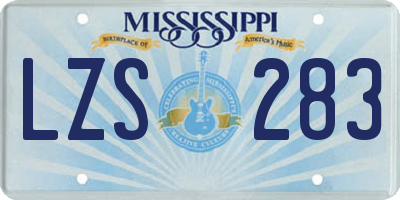 MS license plate LZS283