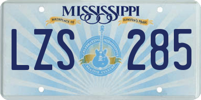 MS license plate LZS285