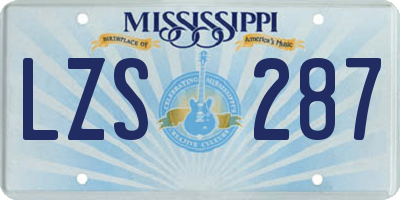 MS license plate LZS287