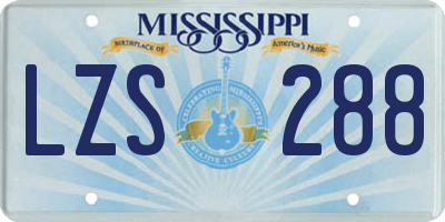 MS license plate LZS288