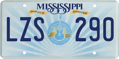 MS license plate LZS290