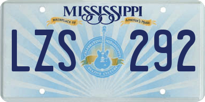 MS license plate LZS292