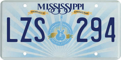MS license plate LZS294