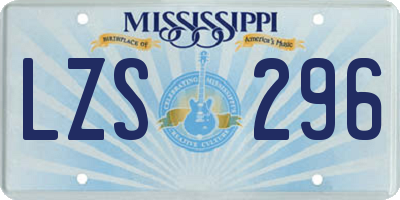 MS license plate LZS296