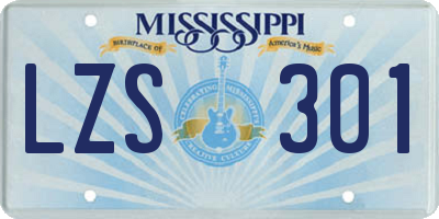 MS license plate LZS301