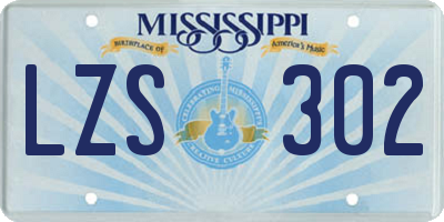 MS license plate LZS302