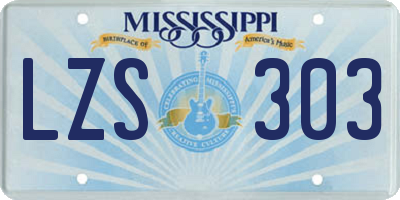 MS license plate LZS303