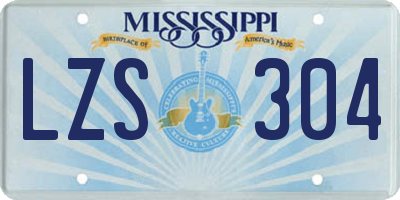 MS license plate LZS304