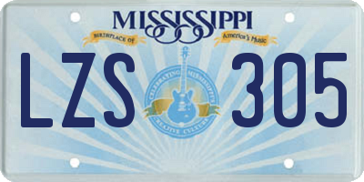 MS license plate LZS305