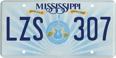 MS license plate LZS307