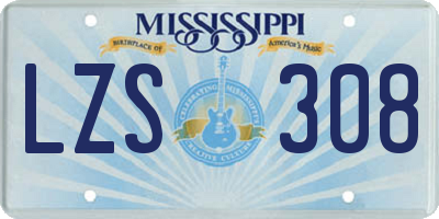 MS license plate LZS308