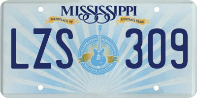 MS license plate LZS309