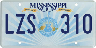 MS license plate LZS310