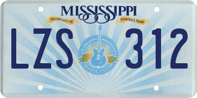 MS license plate LZS312