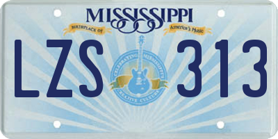 MS license plate LZS313