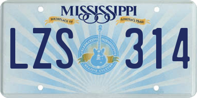 MS license plate LZS314