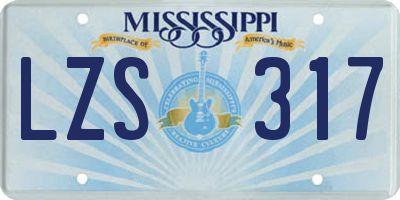 MS license plate LZS317